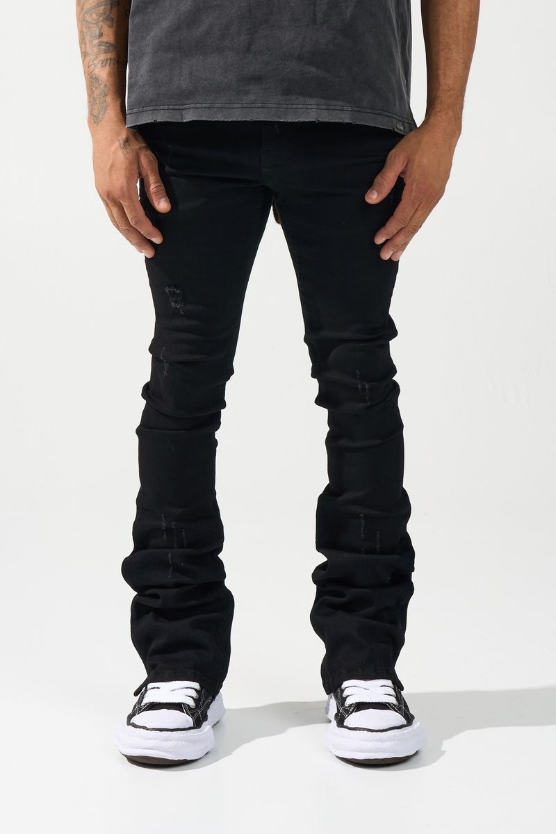 Serenede “Noir7” Jet Black Stacked Jeans