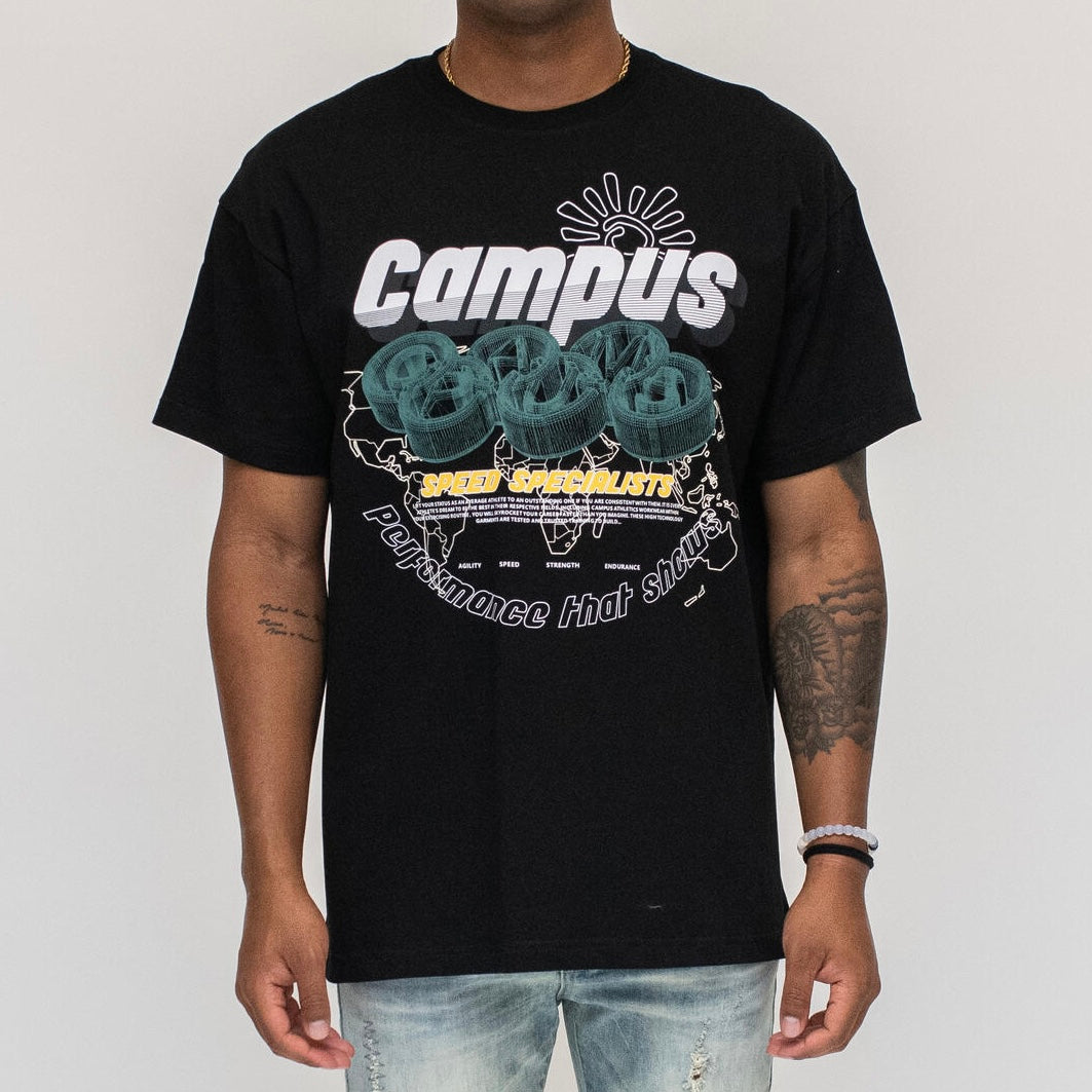 Campus LA Speedway schwarzes T-Shirt