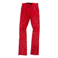 Focus Red Leather Print Stacked Pants (5227)