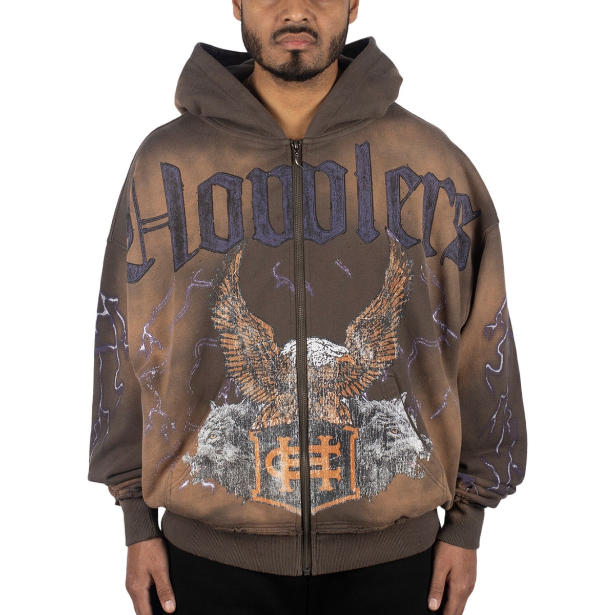 Howlers Club Eagle Club Kapuzenpullover mit Reißverschluss und Farbverlauf in Braun