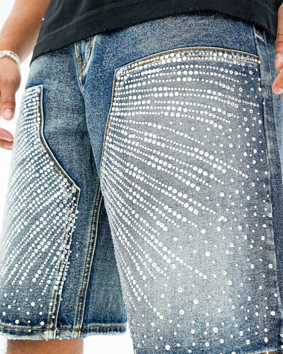 Preme “Drop Gems” Crystal Indigo Jorts