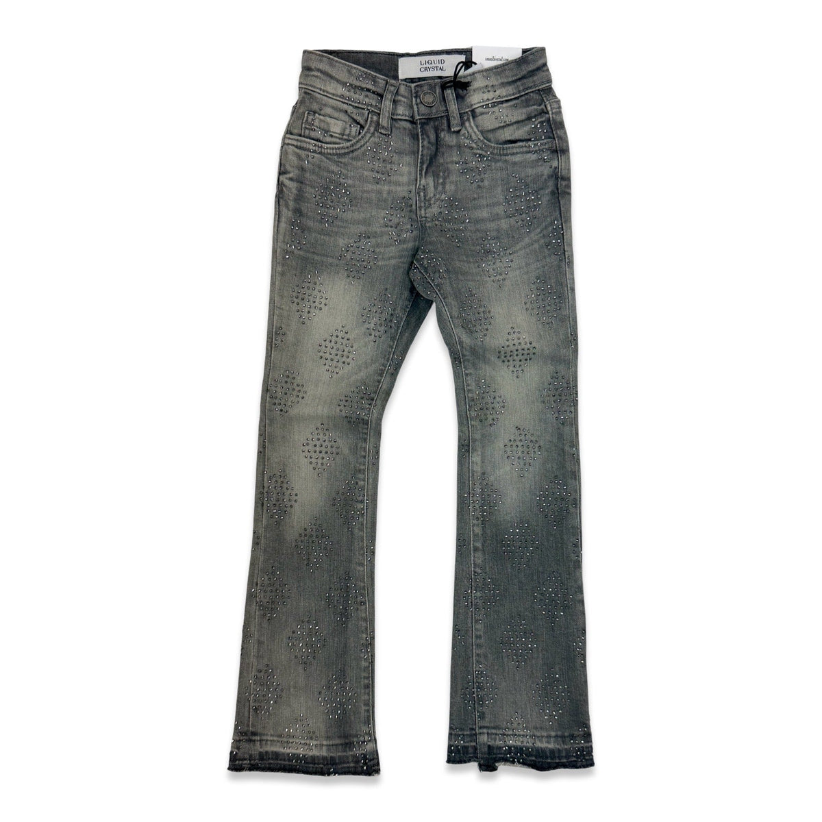 JC Kids “Liquid Crystal” Smoked Grey Stacked Jeans