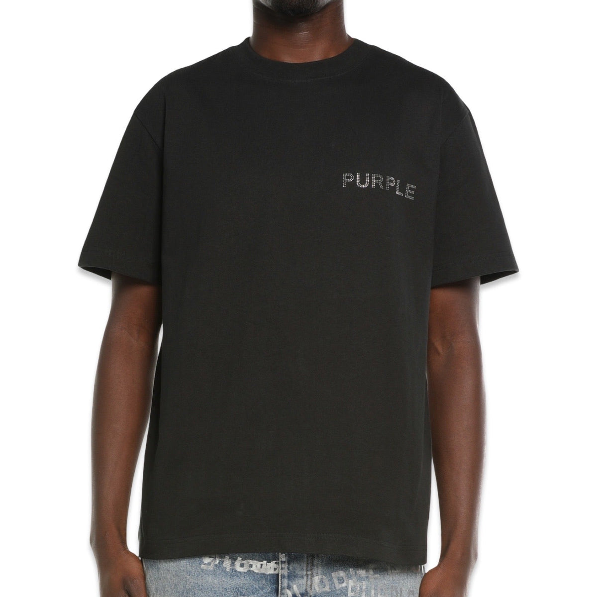 Purple Brand „Rhinestone“ T-Shirt Schwarz kurzärmelig