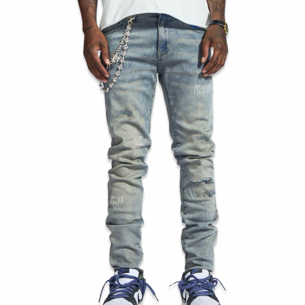 Melee “Lotus” Blue Cement Jeans