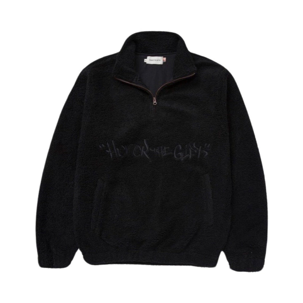 Honor The Gift Script Sherpa Pullover in Schwarz