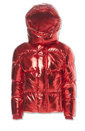 Jordan Craig Metallic-rote Puffer-Kapuzenjacke für Kinder