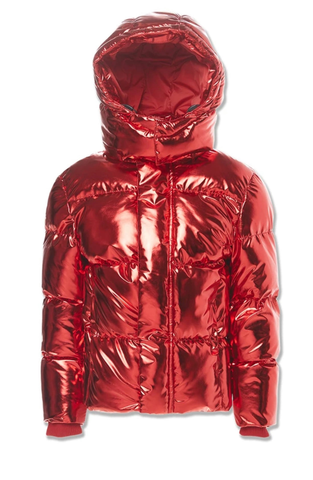 Jordan Craig Metallic-rote Puffer-Kapuzenjacke für Kinder