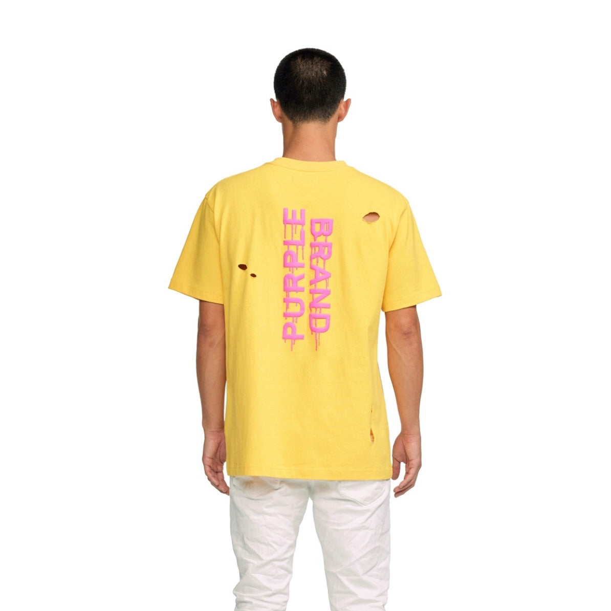 Purple Brand Textured Shattered Yellow T-Shirt mit kurzem Arm