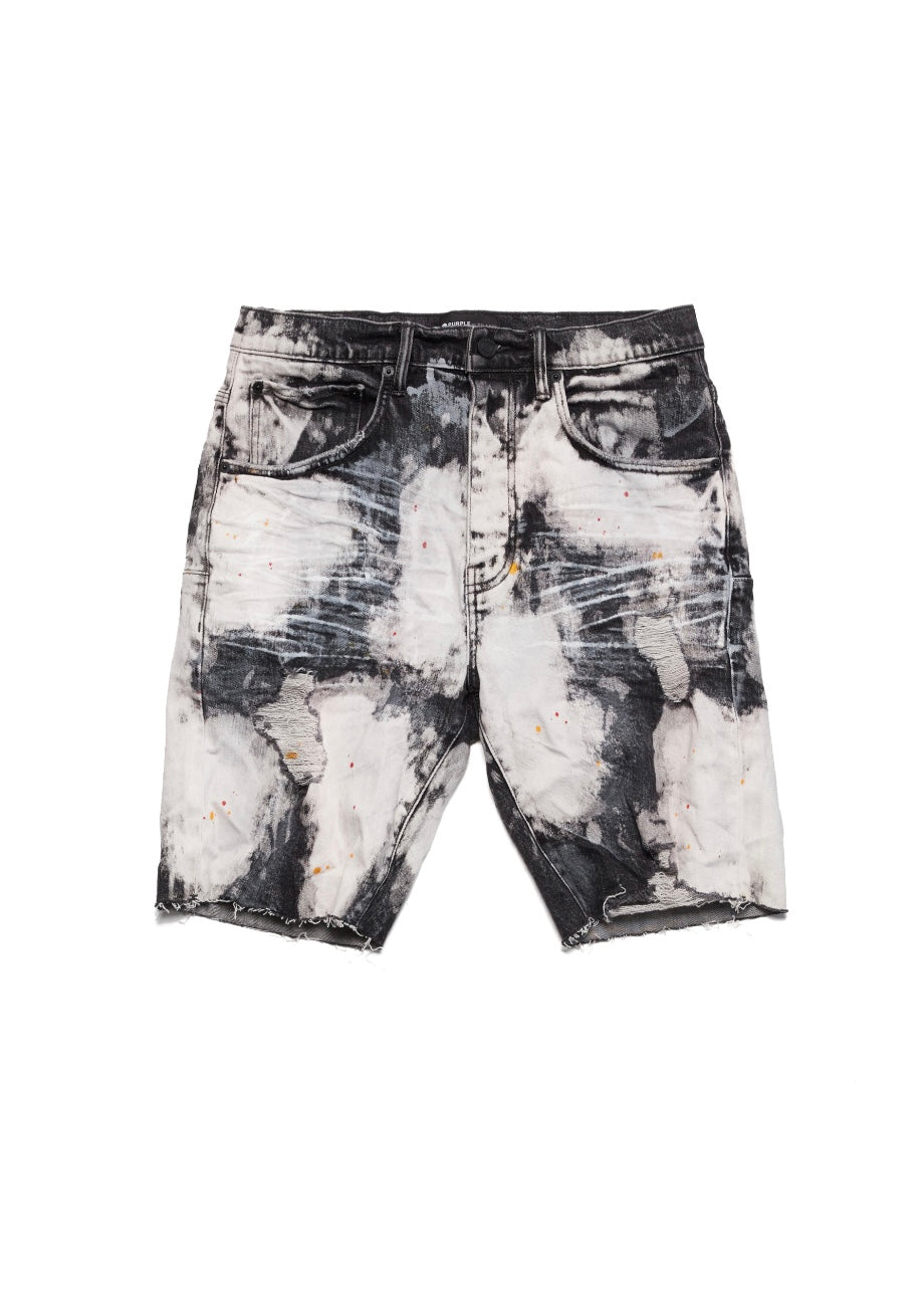 Purple Brand Schwarze gebleichte Shorts mit Farbspritzern