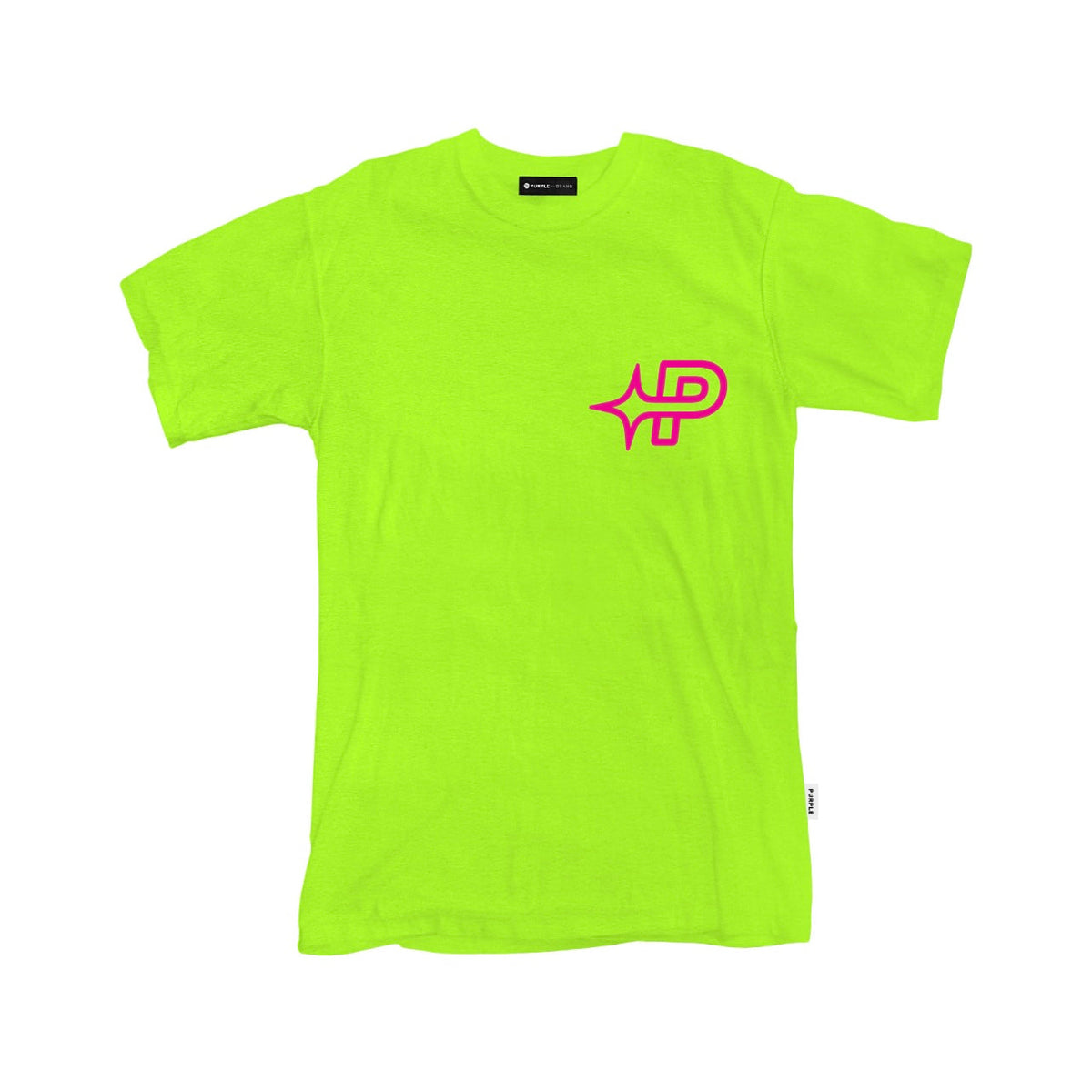 Purple Brand Strukturiertes T-Shirt in Lime (kurzärmlig)