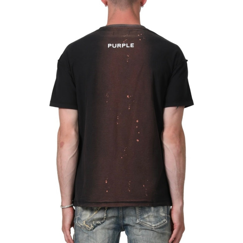 Purple Brand T-Shirt mit strukturiertem Logo-Print in schwarzem Tie-Dye
