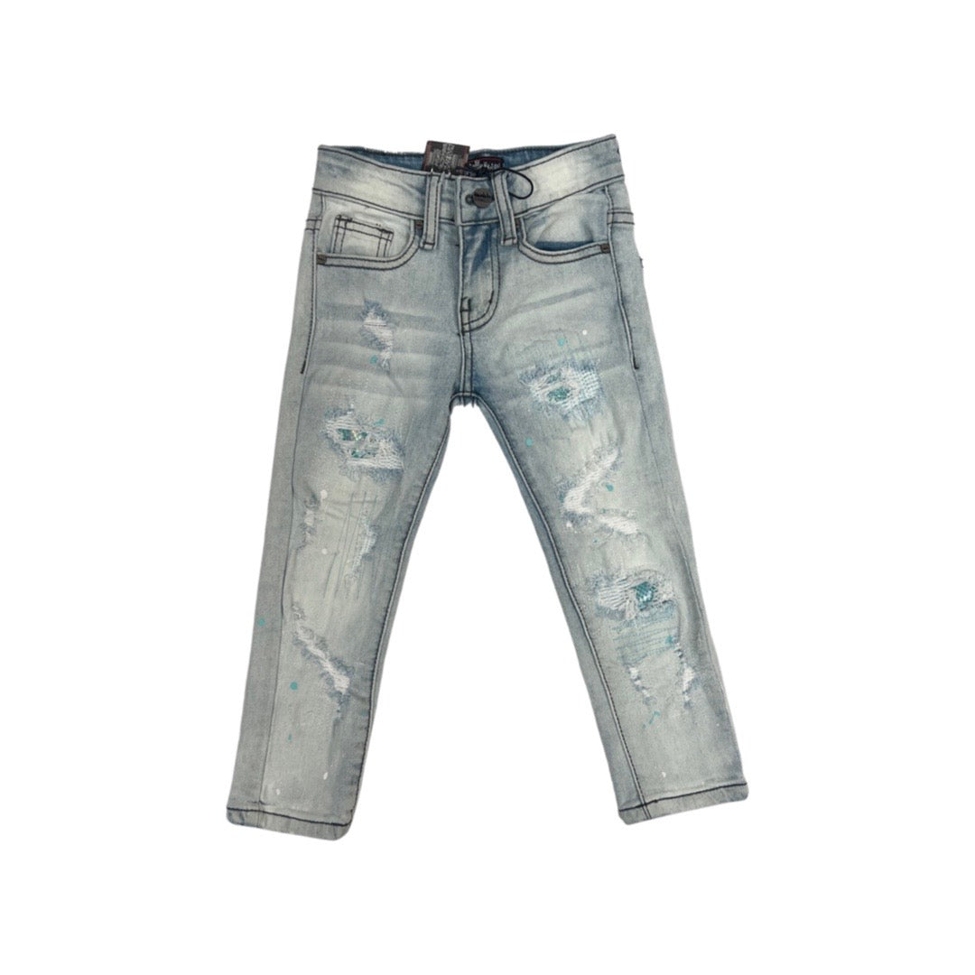 Kinder-Jeans mit Flicken (Türkis)