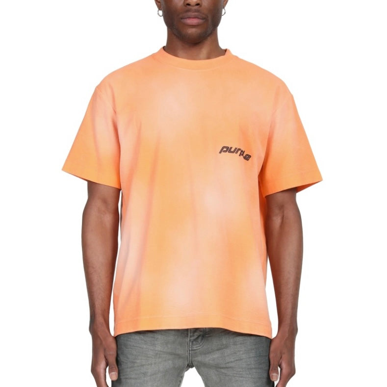 Purple Brand Strukturiertes T-Shirt in fluoreszierendem Orange mit kurzem Arm