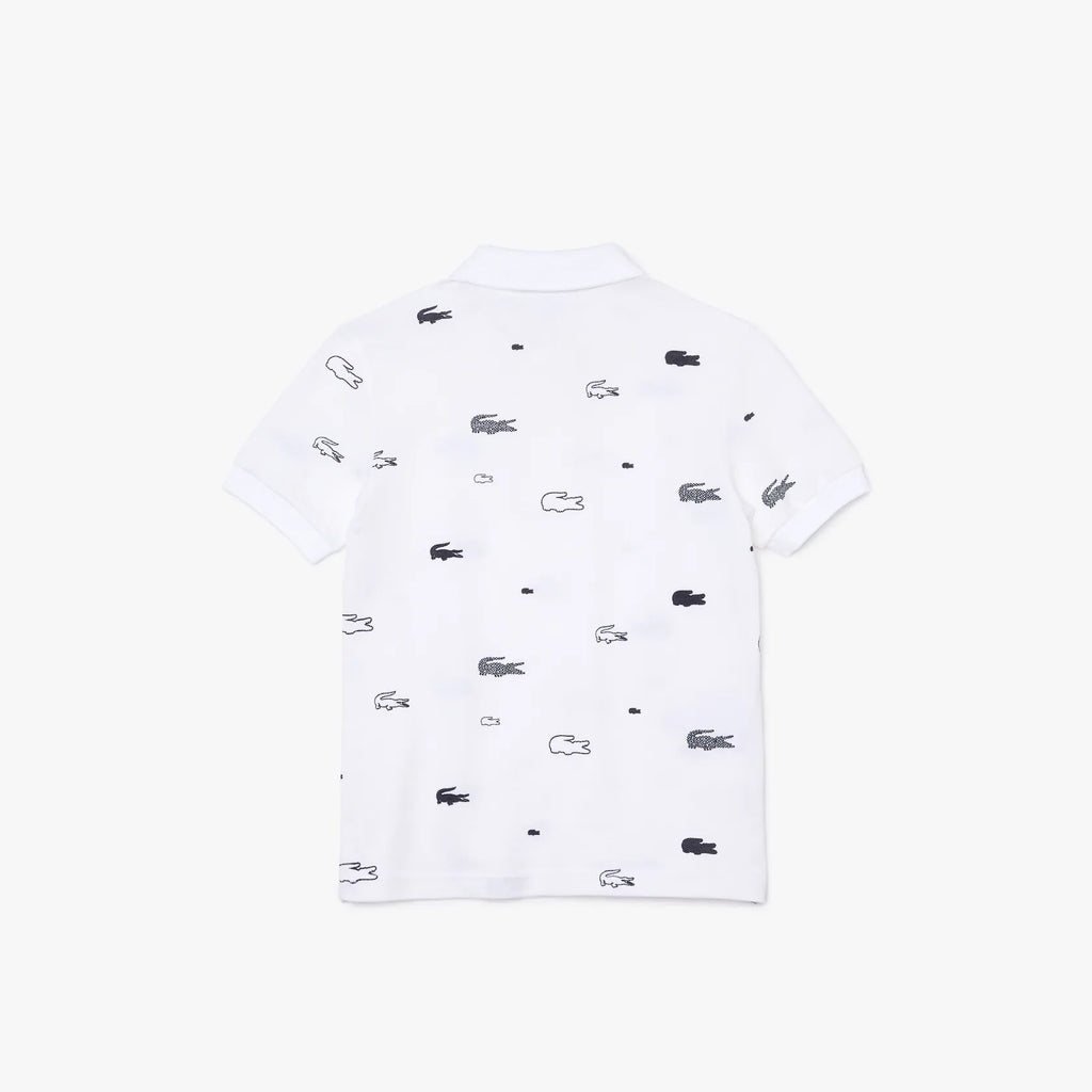 Lacoste Kids Contrasting Print Polo (White/Navy)
