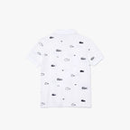 Lacoste Kids Contrasting Print Polo (White/Navy)