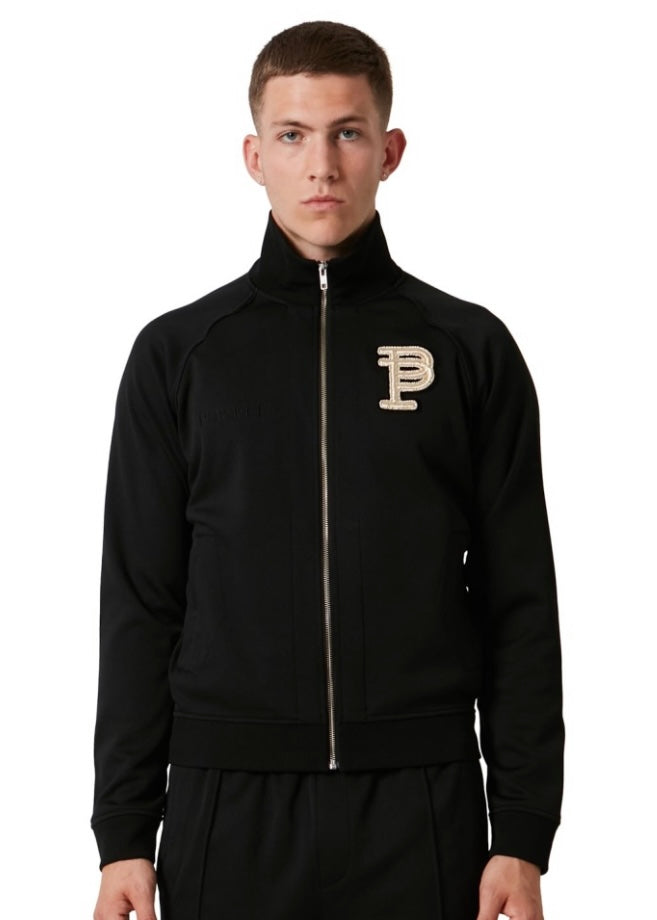 Purple Brand Schwarze Raglan-Patch-Trainingsjacke