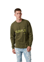 Purple Brand Military Stencil Logo Langarmshirt