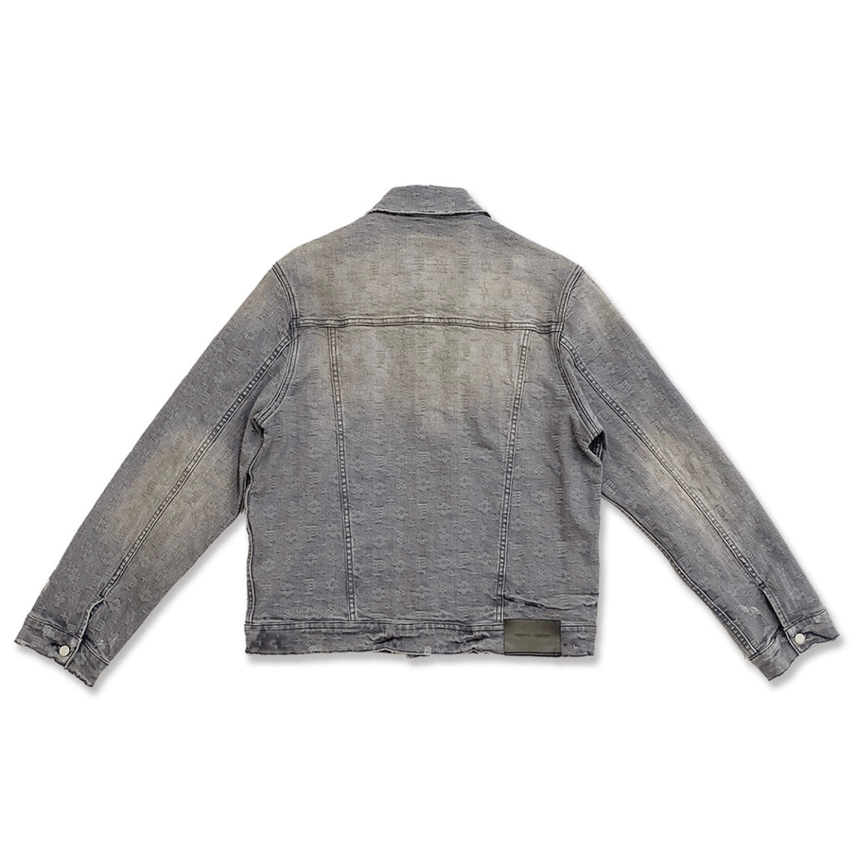 Purple Brand Trucker-Jacke aus gewaschenem grauem Jacquard