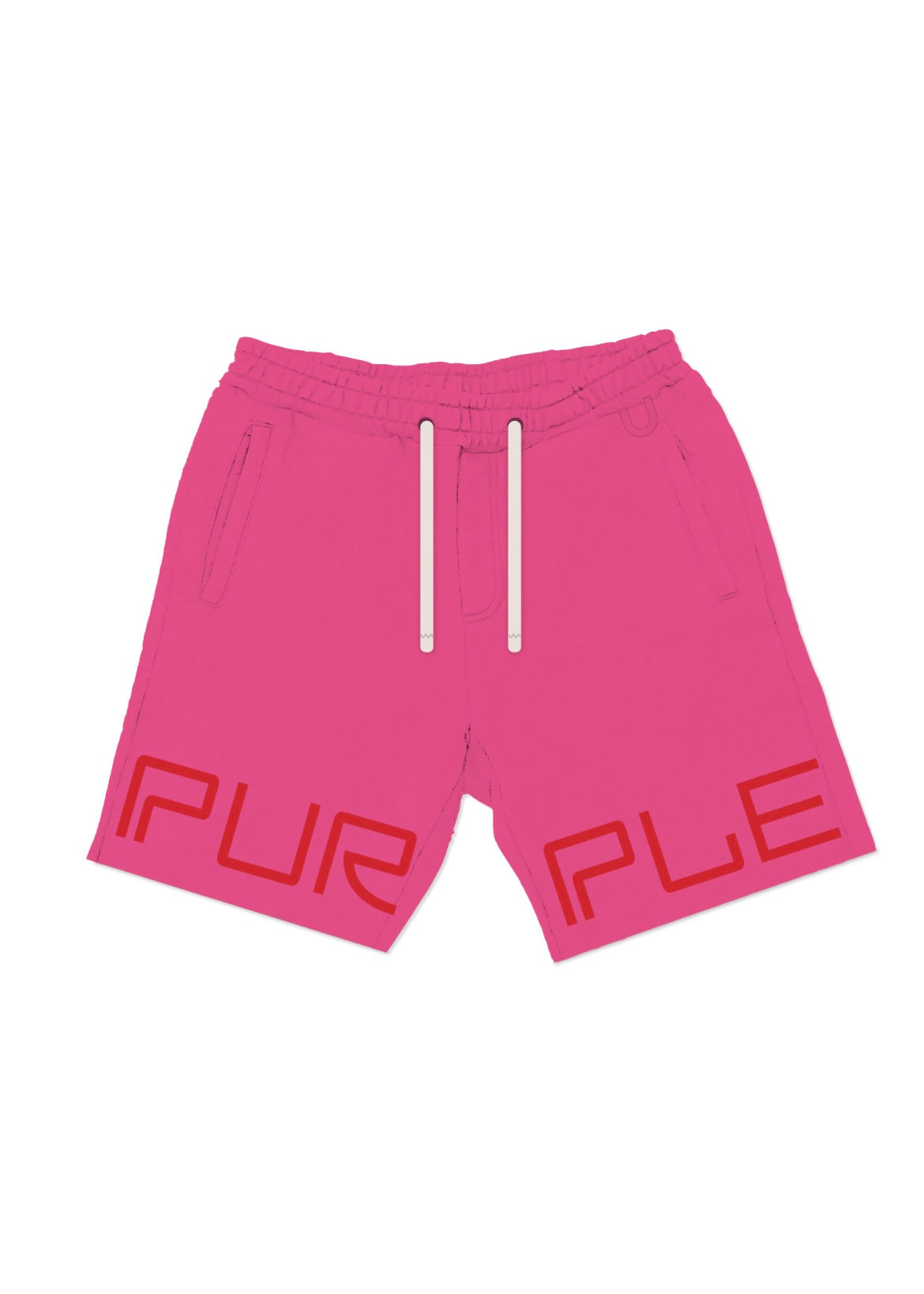 Purple Brand French Terry Wordmark Shorts in Hot Pink