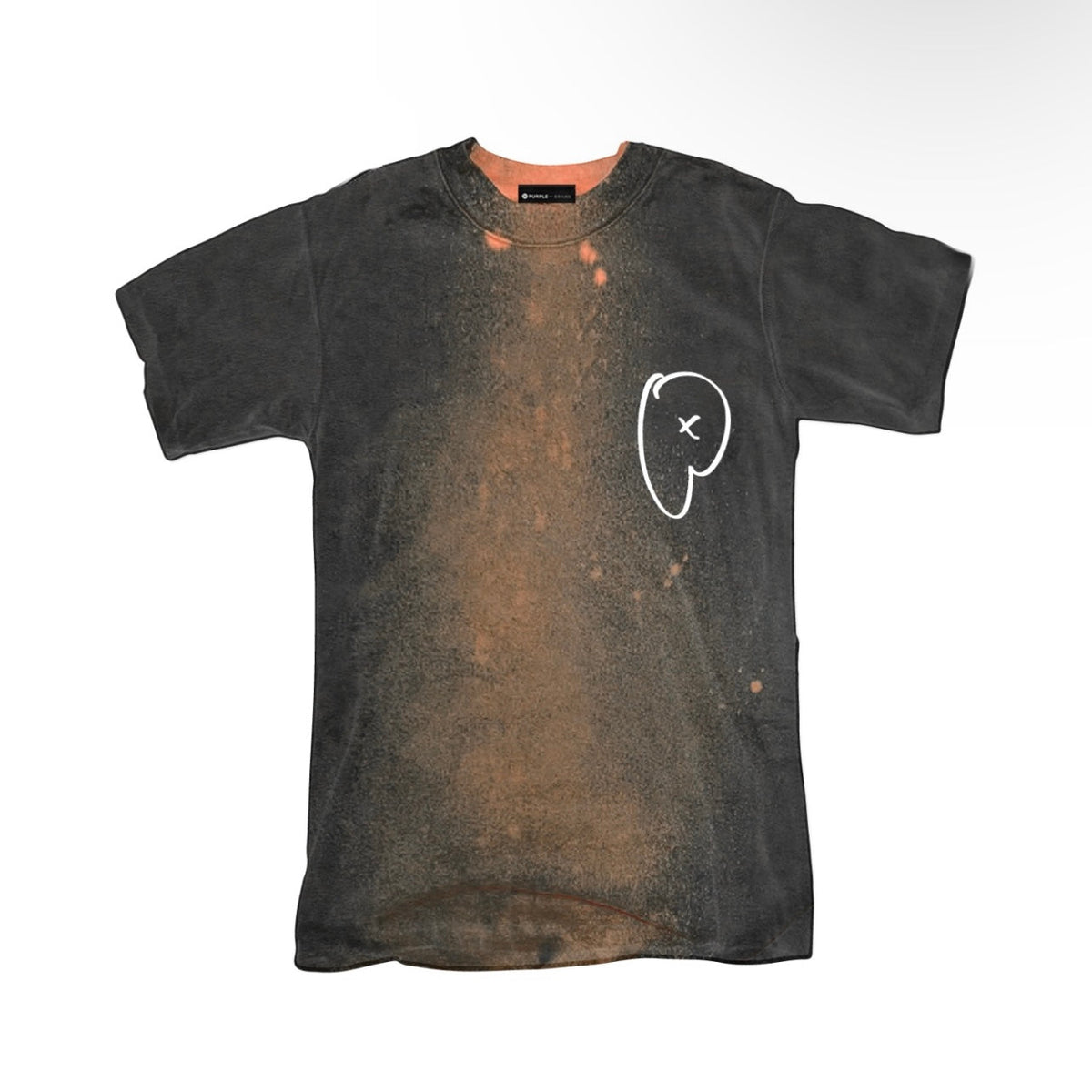 Purple Brand T-Shirt mit strukturiertem Logo-Print in schwarzem Tie-Dye