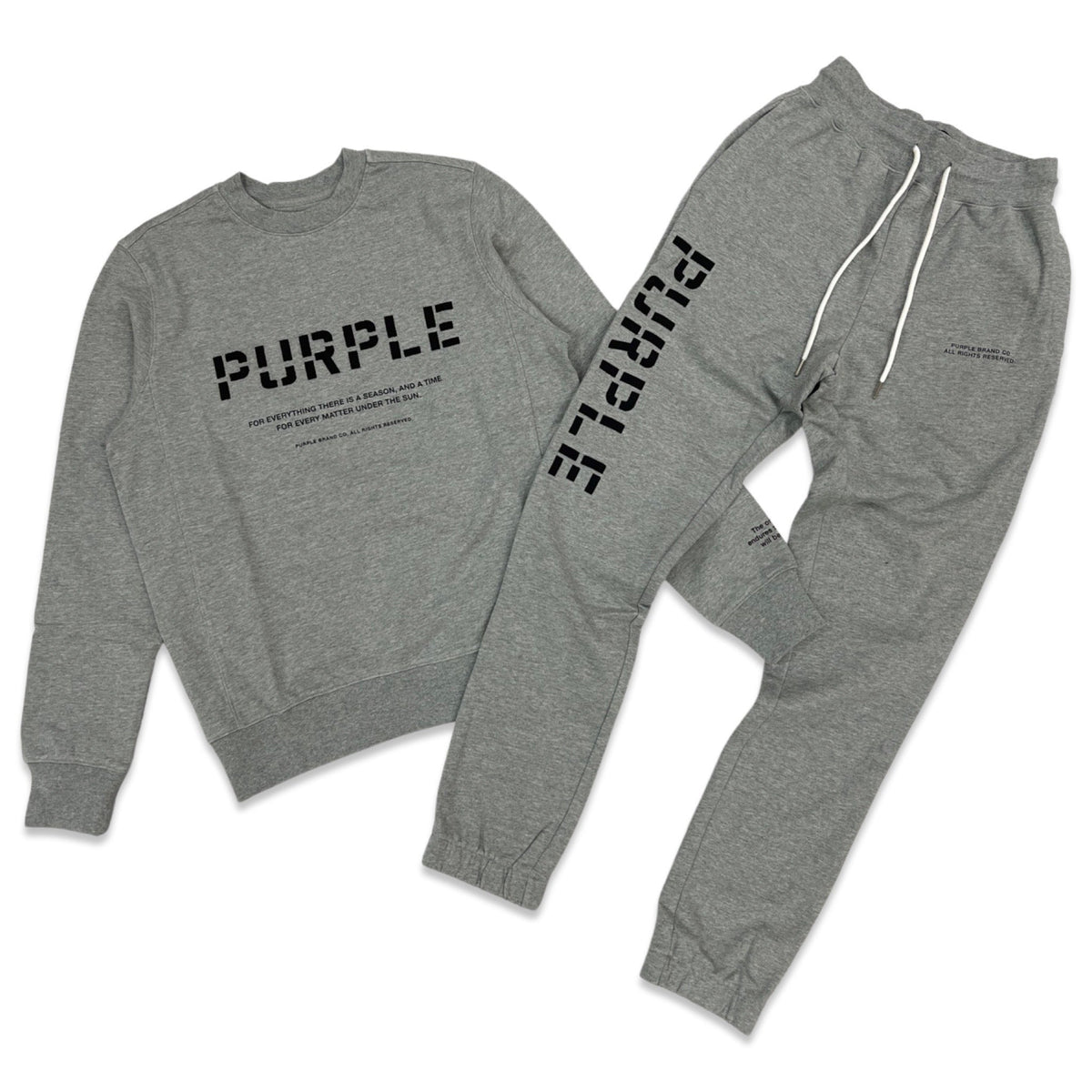 Purple Brand Set aus grauem French Terry mit Stickerei