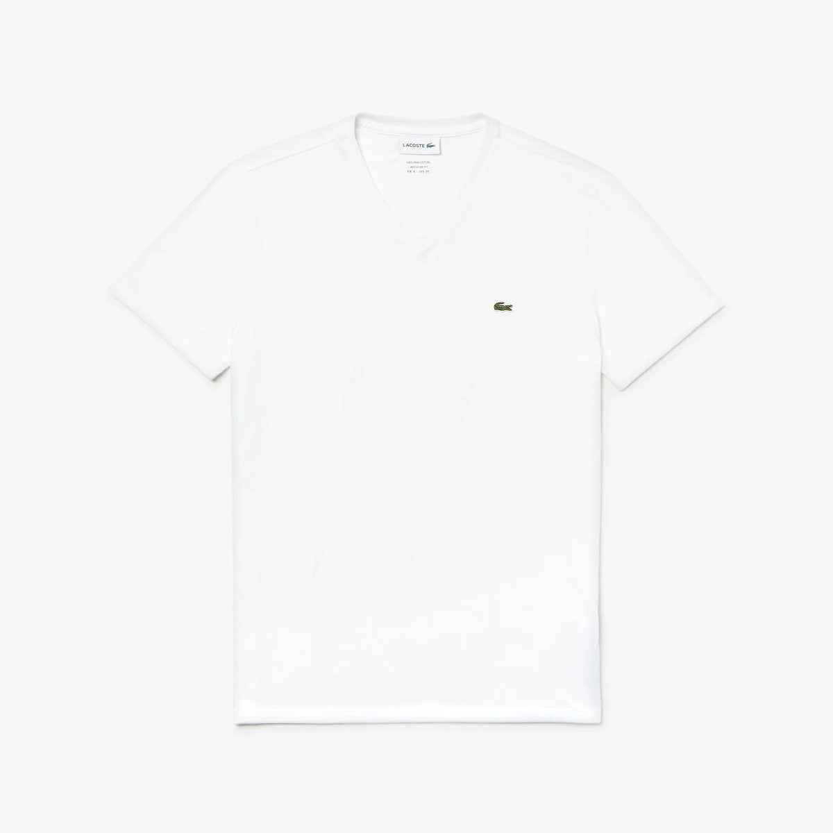 Lacoste V-Ausschnitt T-Shirt aus Pima-Baumwolle in Weiß
