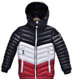 Tri Color Kids Bubble Jacket (Navy/White/Red)