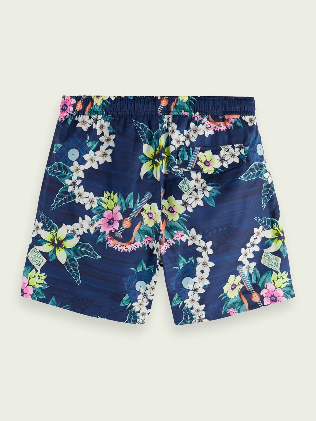 Scotch&Soda Mid Length Print Swim Shorts In Blue (166838)