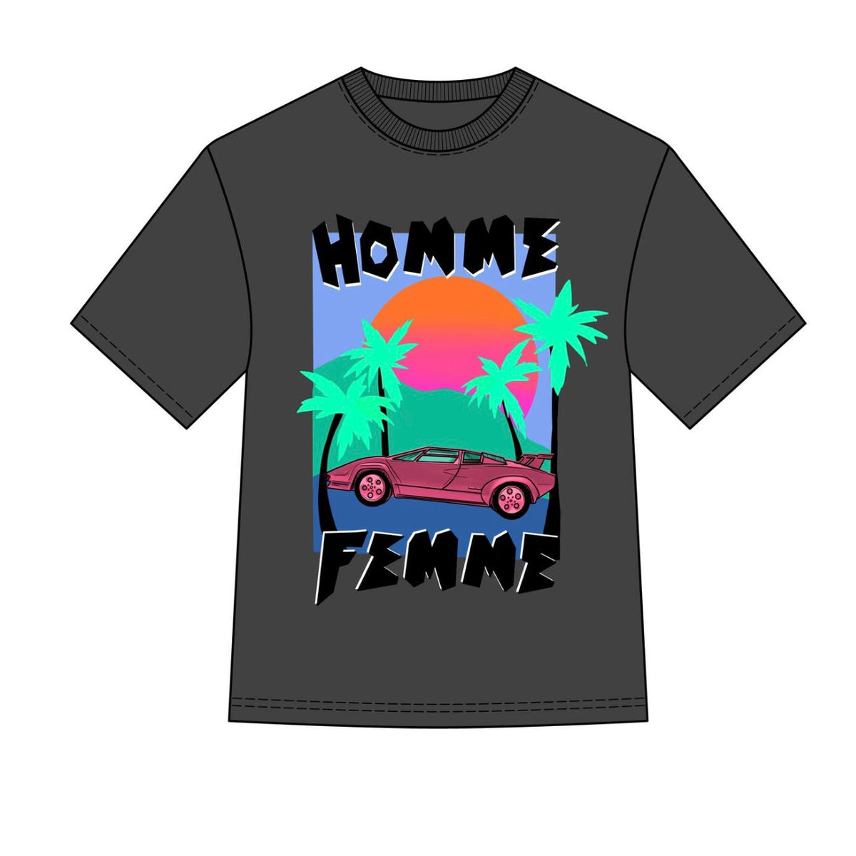 Homme Femme Paper Cut T-Shirt in Anthrazit