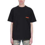 Purple Brand Strukturiertes T-Shirt in Orange/Schwarz, kurzärmelig
