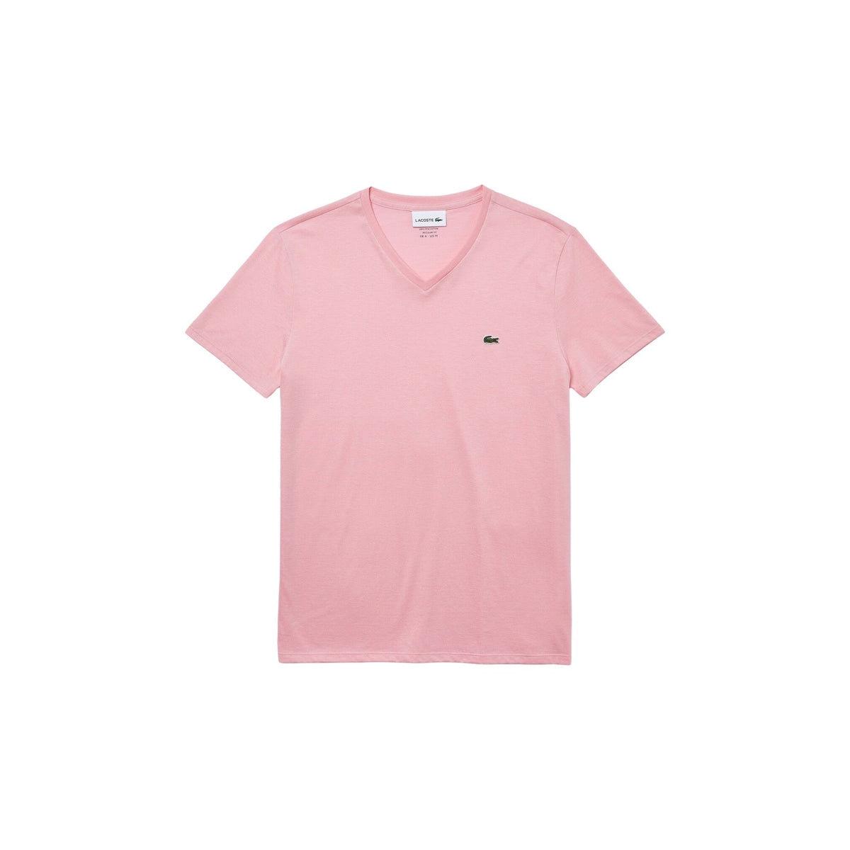 Lacoste Pima-Baumwoll-T-Shirt mit V-Ausschnitt in Rosa
