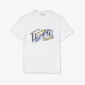 Lacoste Greet Grafik-T-Shirt (Weiß/Blau)