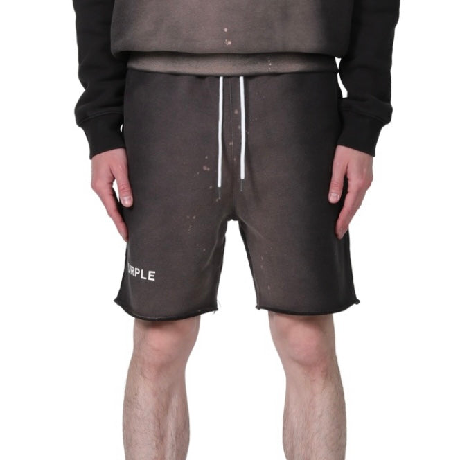 Purple Brand French-Terry-Shorts mit Bleicheffekt
