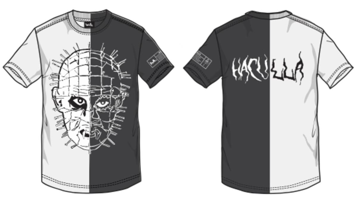 Haculla-T-Shirt mit „Split In Half Masked“-Pins