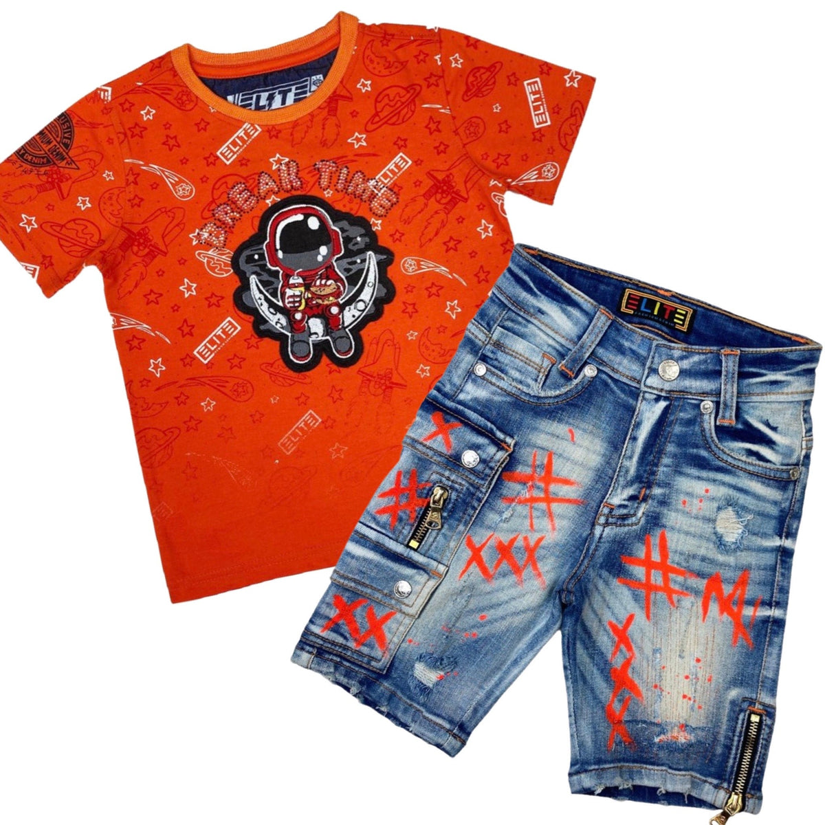 Elite Kids Break Time Kurzes Set Orange