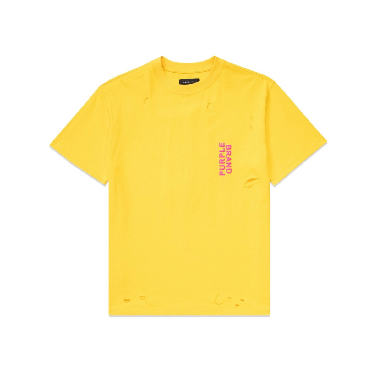 Purple Brand Textured Shattered Yellow T-Shirt mit kurzem Arm