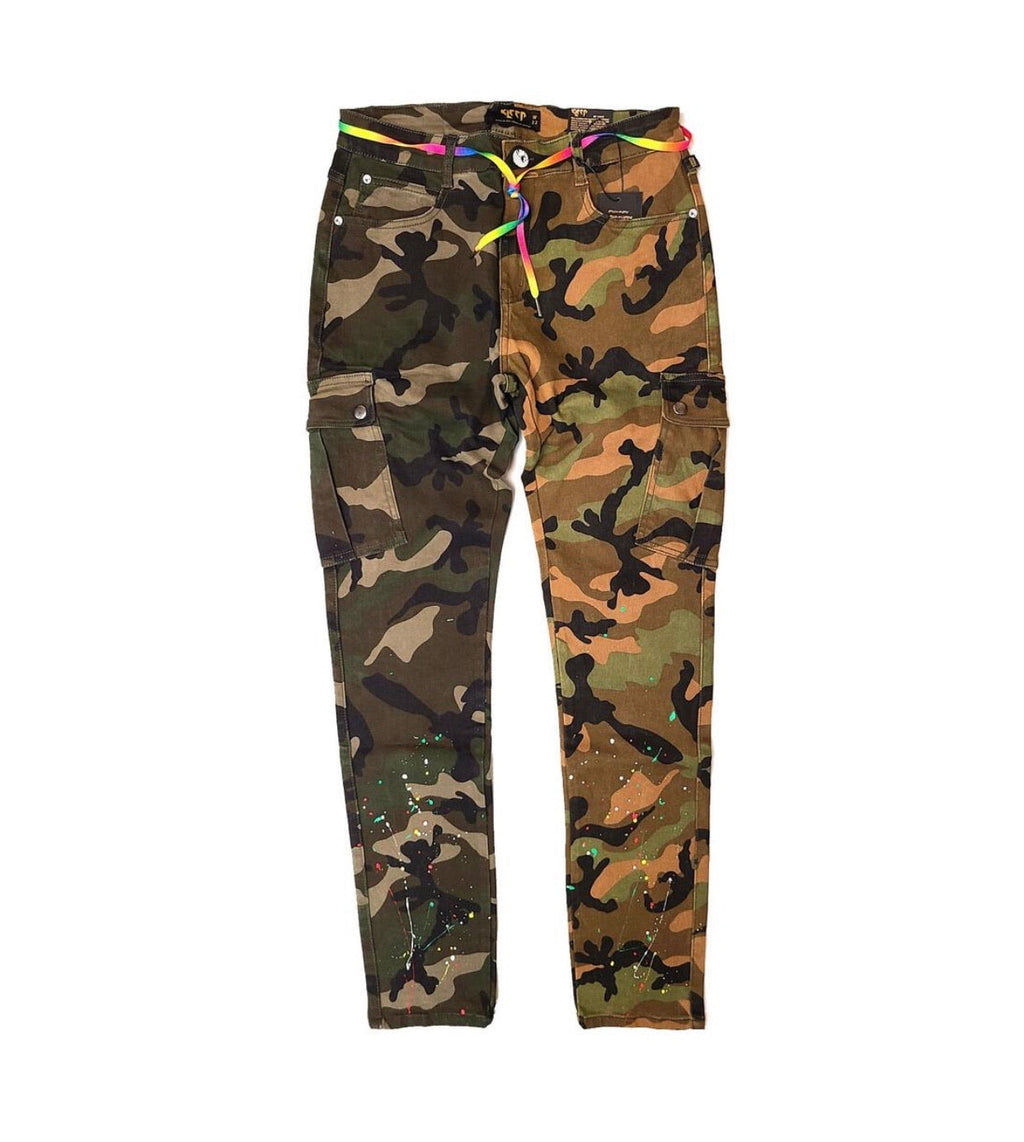 Kleep Herren-Jeans mit Camouflage-Muster in Two-Tone-Optik