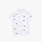 Lacoste Kids Contrasting Print Polo (White/Navy)
