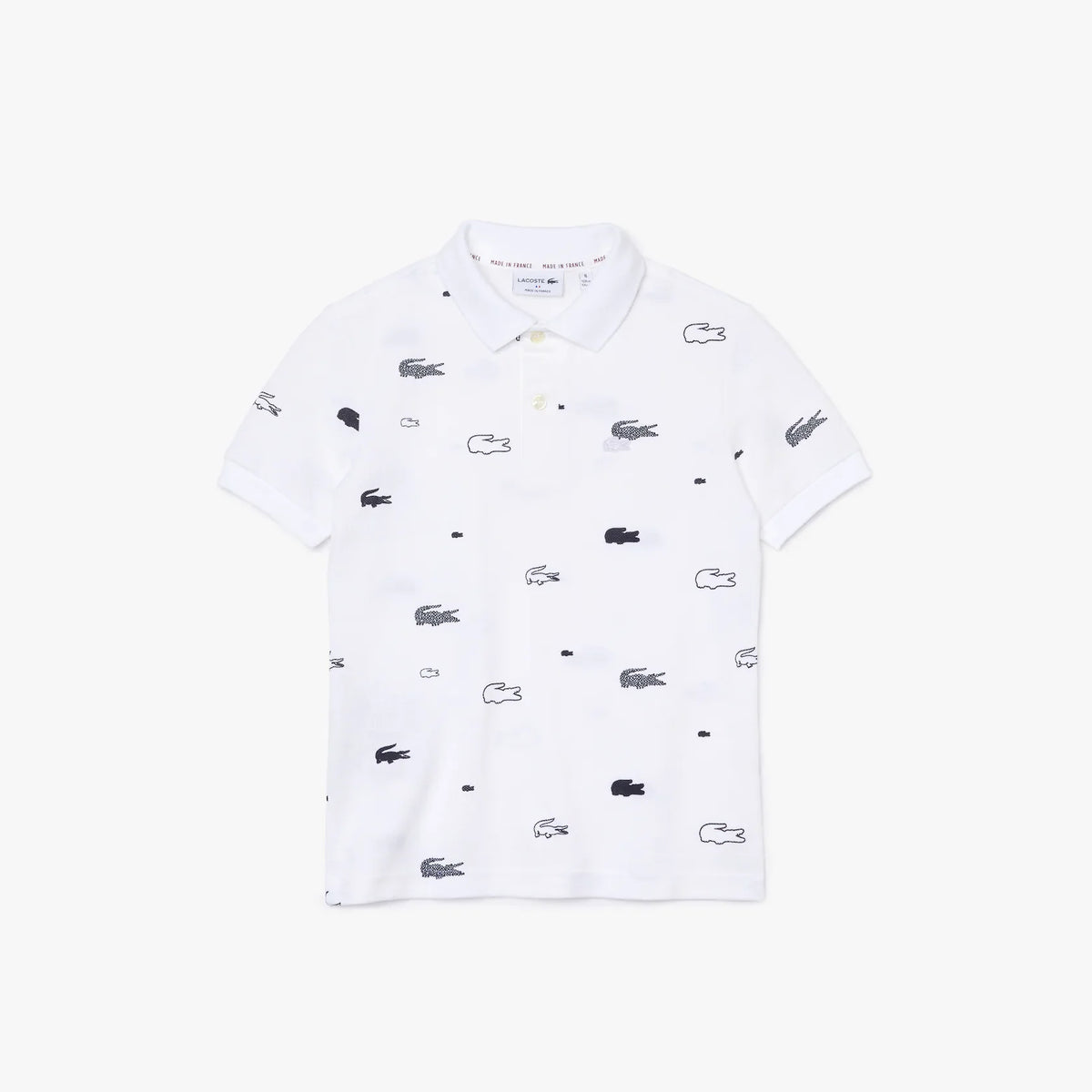 Lacoste Kinder-Poloshirt mit Kontrastdruck (Weiß/Marineblau)