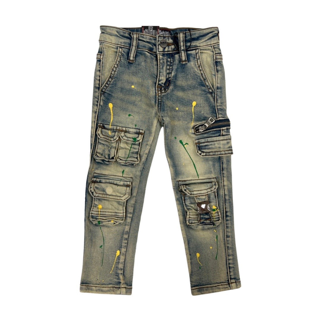 Kinder Denimicity Cargohose (Grün/Gelb)