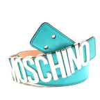 Belt In Leather With Logo (Turquoise)