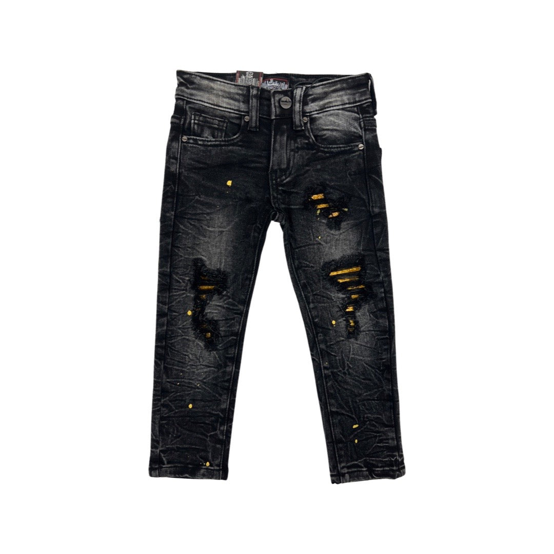Kinder Denimicity Patchwork-Jeans (Gelb)