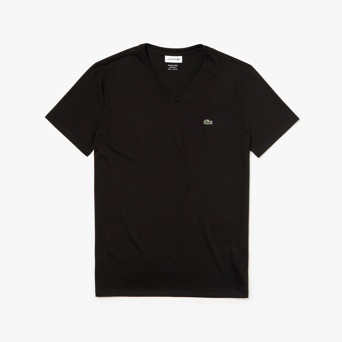 Lacoste V-Ausschnitt-T-Shirt aus Pima-Baumwolle in Schwarz