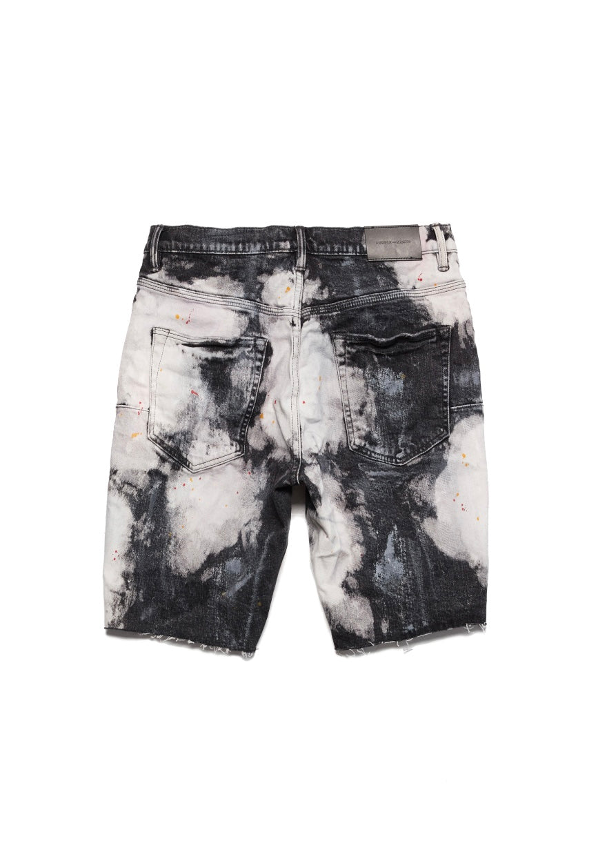 Purple Brand Black Bleached Out Splatter Shorts
