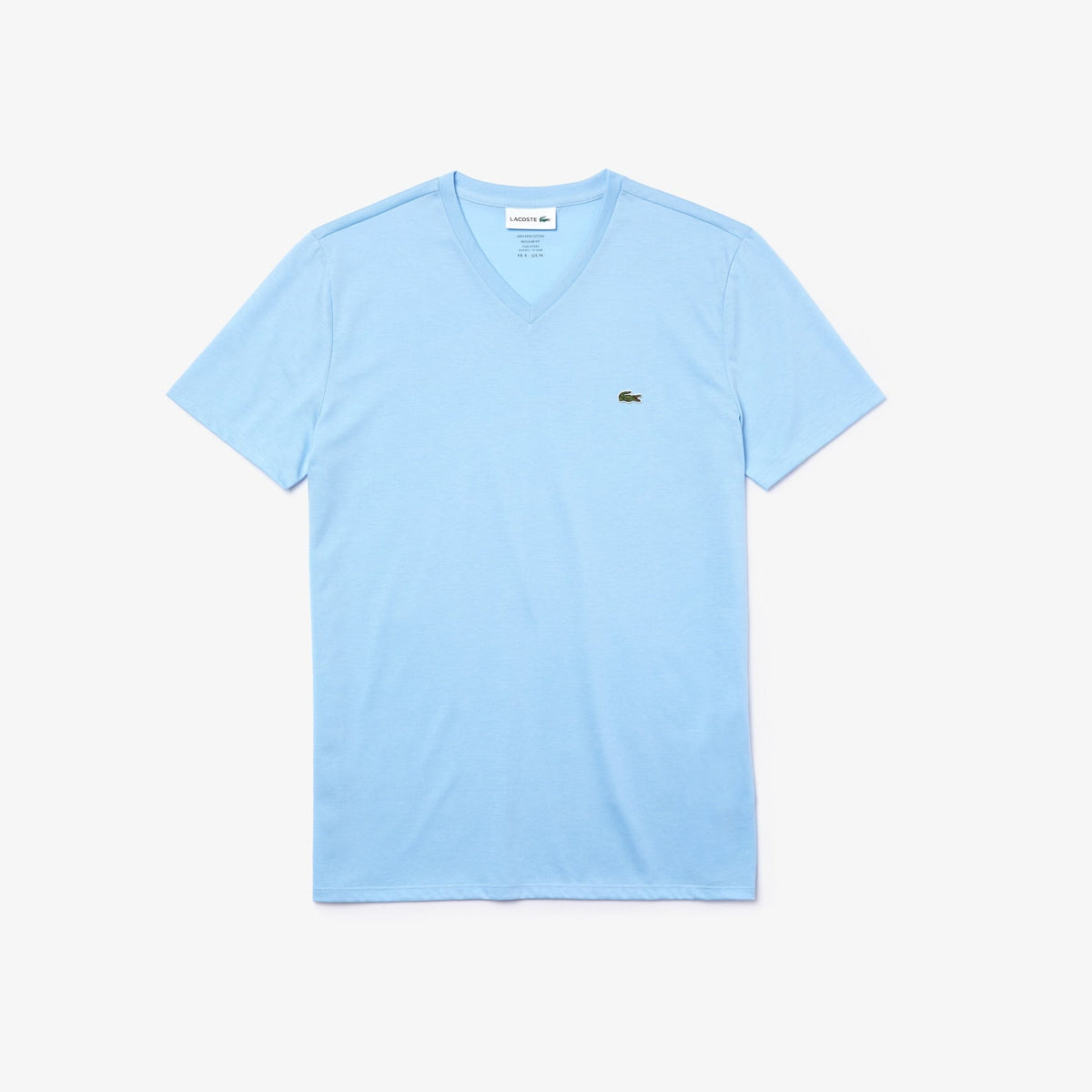 Lacoste V-Ausschnitt-T-Shirt aus Pima-Baumwolle in Hellblau