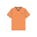 Lacoste V-Neck Pima Cotton Tee In Mandarin Orange