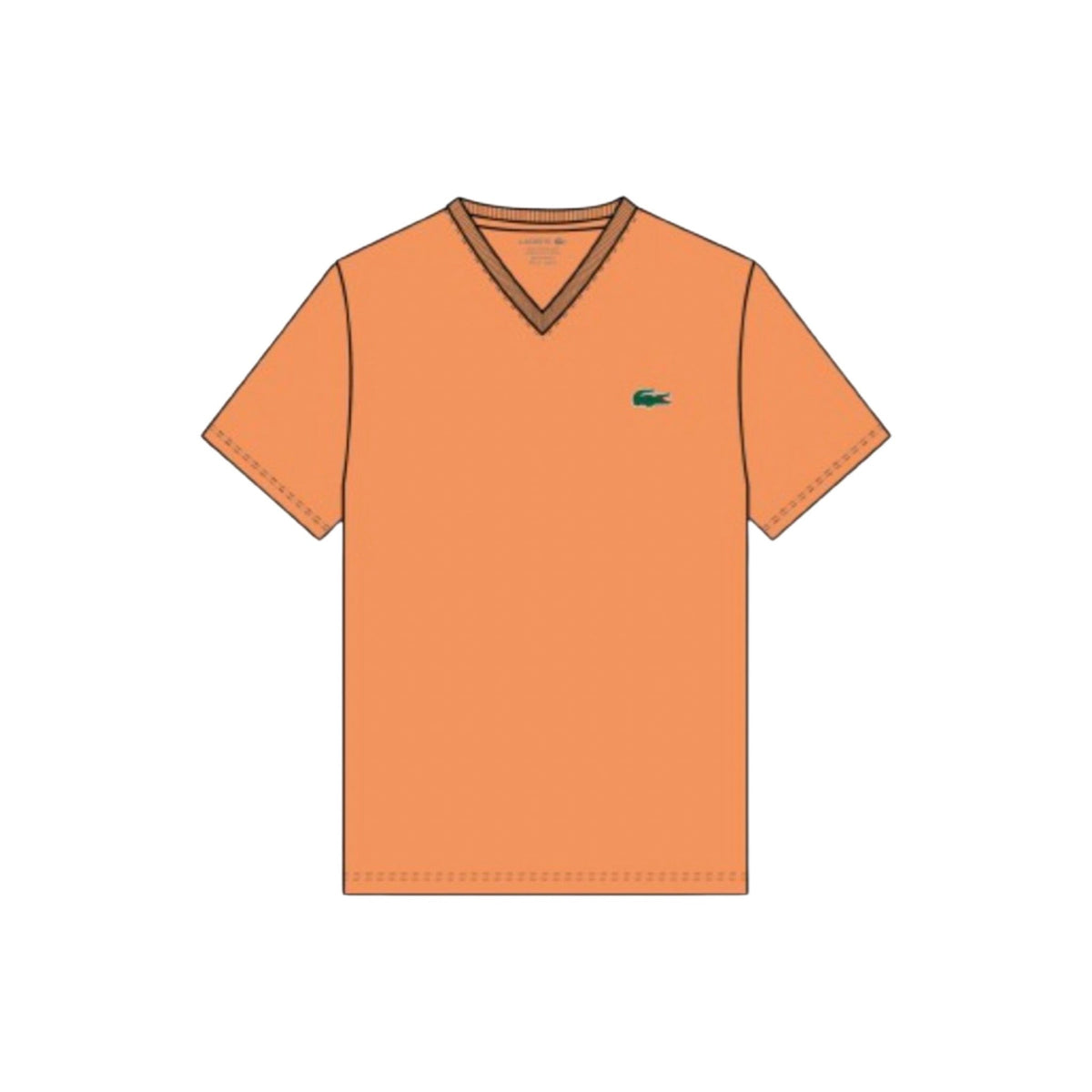 Lacoste V-Ausschnitt-T-Shirt aus Pima-Baumwolle in Mandarinenorange