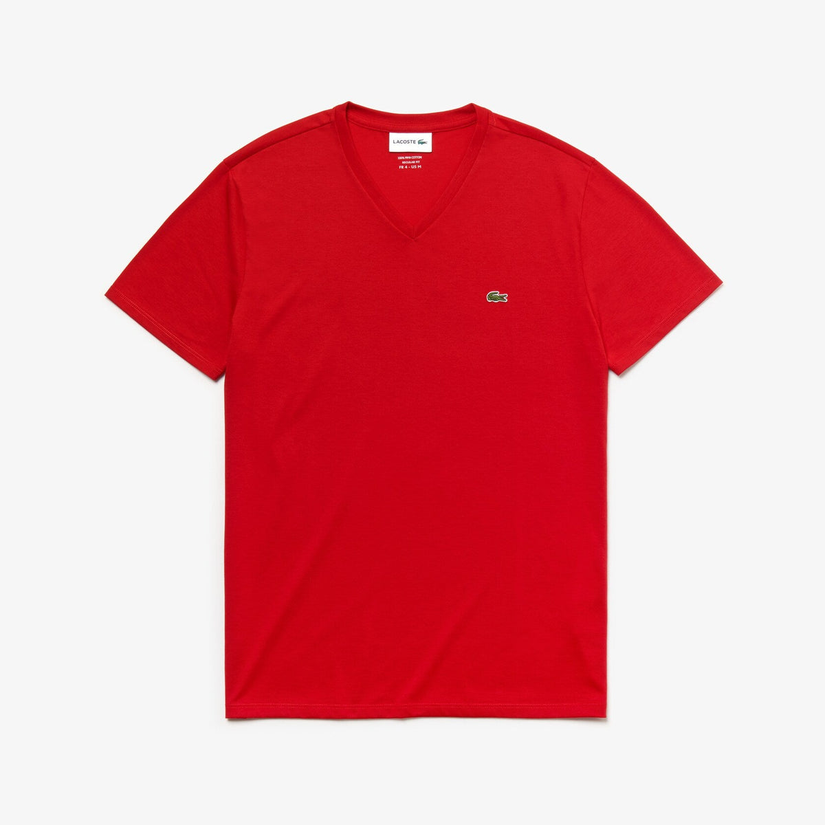Lacoste V-Ausschnitt-T-Shirt aus Pima-Baumwolle in Rot