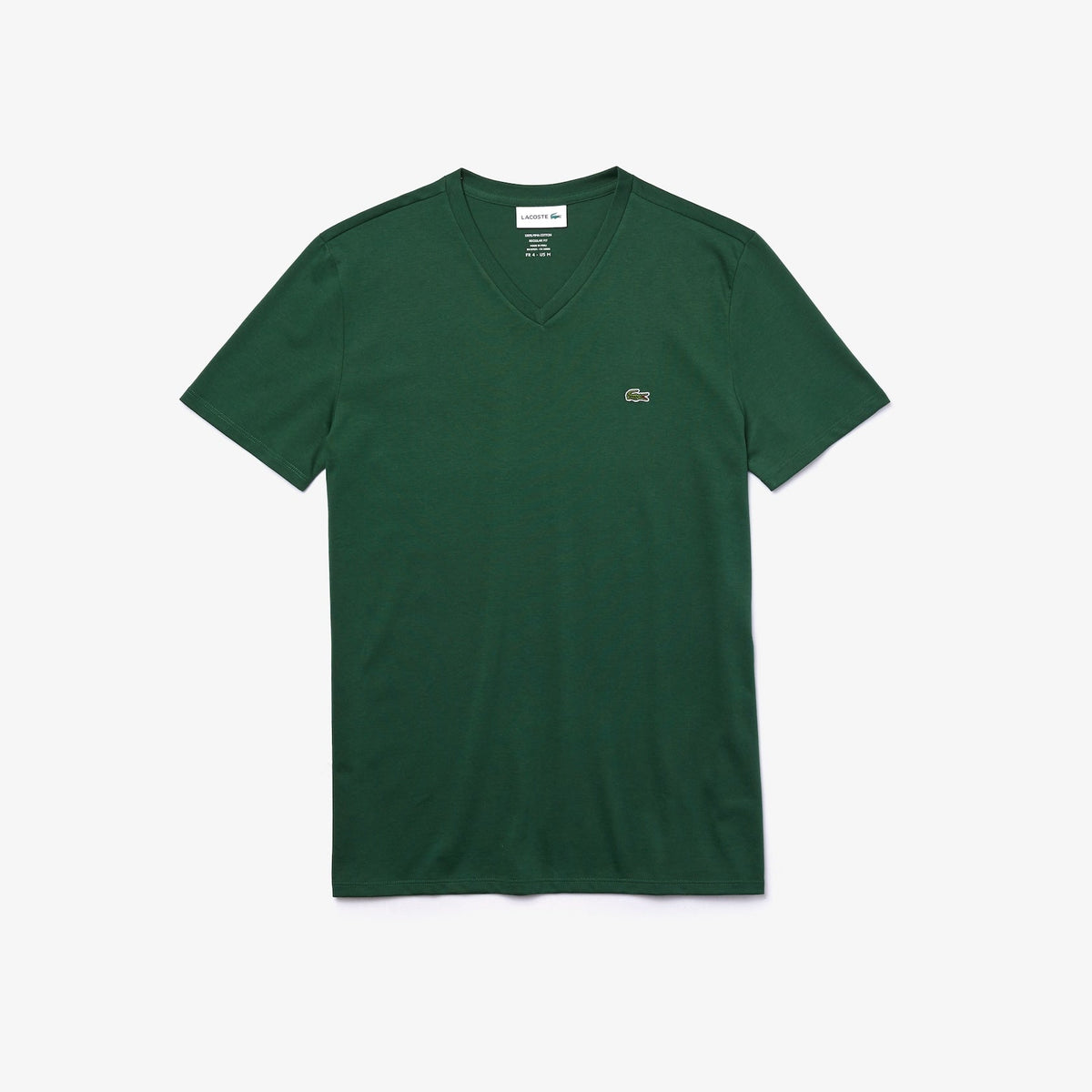 Lacoste V-Ausschnitt T-Shirt aus Pima-Baumwolle in Grün