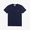 Lacoste V-Ausschnitt T-Shirt aus Pima-Baumwolle in Marineblau